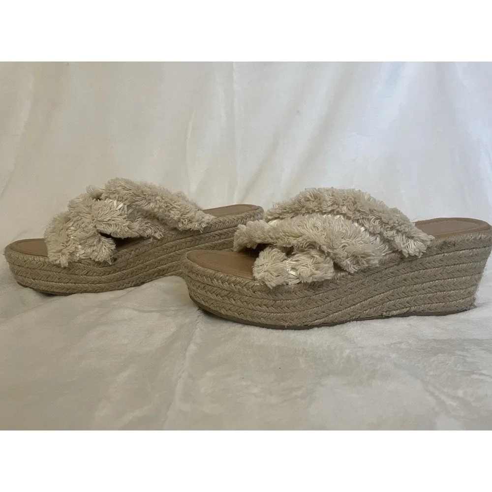 Altar'd State Platform‎ Wedge Sandals Women's Size 7 Wales Furry Espadrille